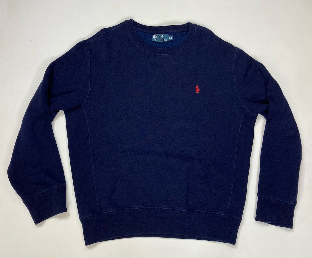 VINTAGE Polo Ralph Lauren Felpa Girocollo Uomo Grande Blu Navy Rosso Pony