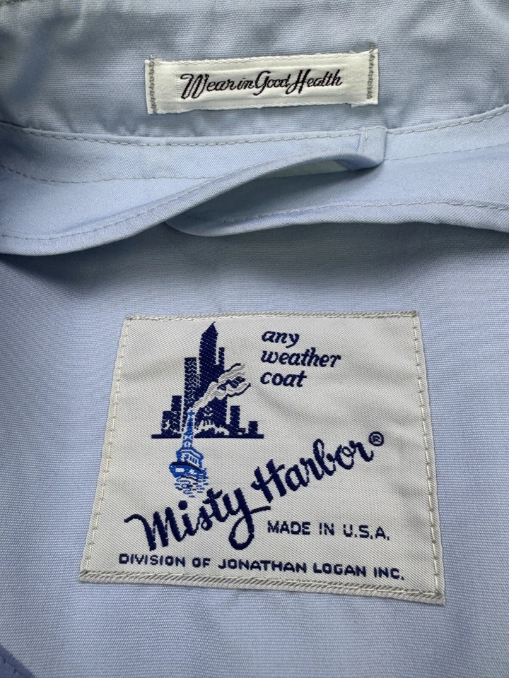 Gabardina Misty Harbor Mujer 6 Mariner Azul Claro Cinturón Chaqueta de Lluvia De Colección EE. UU. Foto 3 de 4