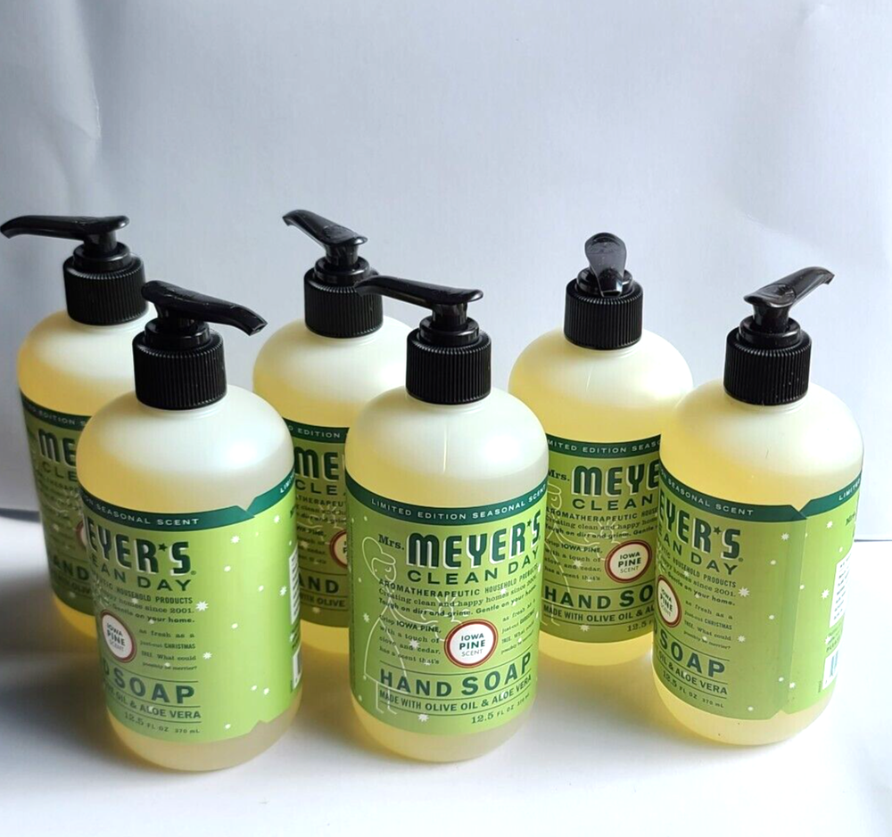 Mrs. Meyer's Clean Day Hand Soap IOWA PINE Scent 12.5 fl oz Ltd Edition Lot of 6