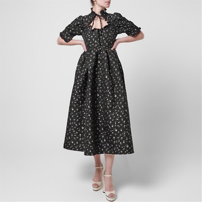 Sister Jane DREAM Agnes Jacquard Midi Dress Black Floral Size X-Small NWT |  eBay