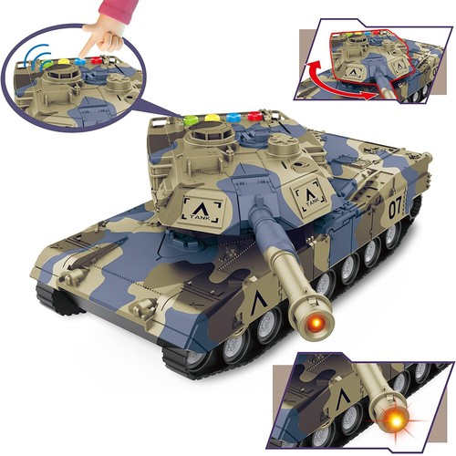 Friction Power Military Toy Boys Army Tank Helicopter Truck Lights Sounds Gift - Picture 2 of 5