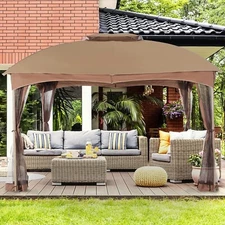 10'x12' Outdoor Canopy Gazebo Awning Wedding Party Tent with Mosquito Netting