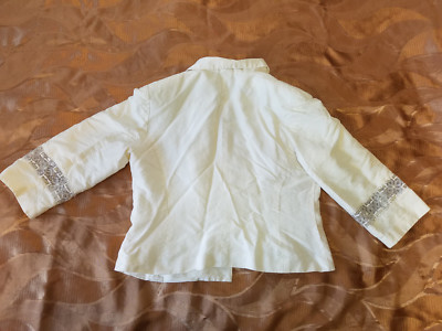 Veste blazer en viscose et lin femme beige