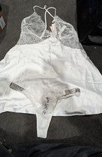 Victoria's Secret Satin and Lace Chemise with Matching Bedazzled Bride Thong