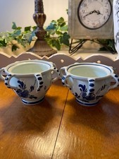 Rare D.P. Delft Blue 819 Tea or Demitasse Cup 7 Handled Hand Painted Set of 2