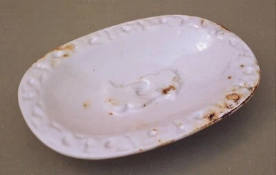 Ancien PORTE SAVON fonte émaillée ROSE déco salle de bain enamelled soap dish #2 - Photo 1/4