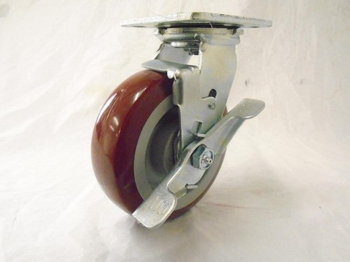 X 1-1/2 Swivel Casters Polyurethane Wheel W/Total Lock Brake 2 Rigid 2 450 Lbs Each