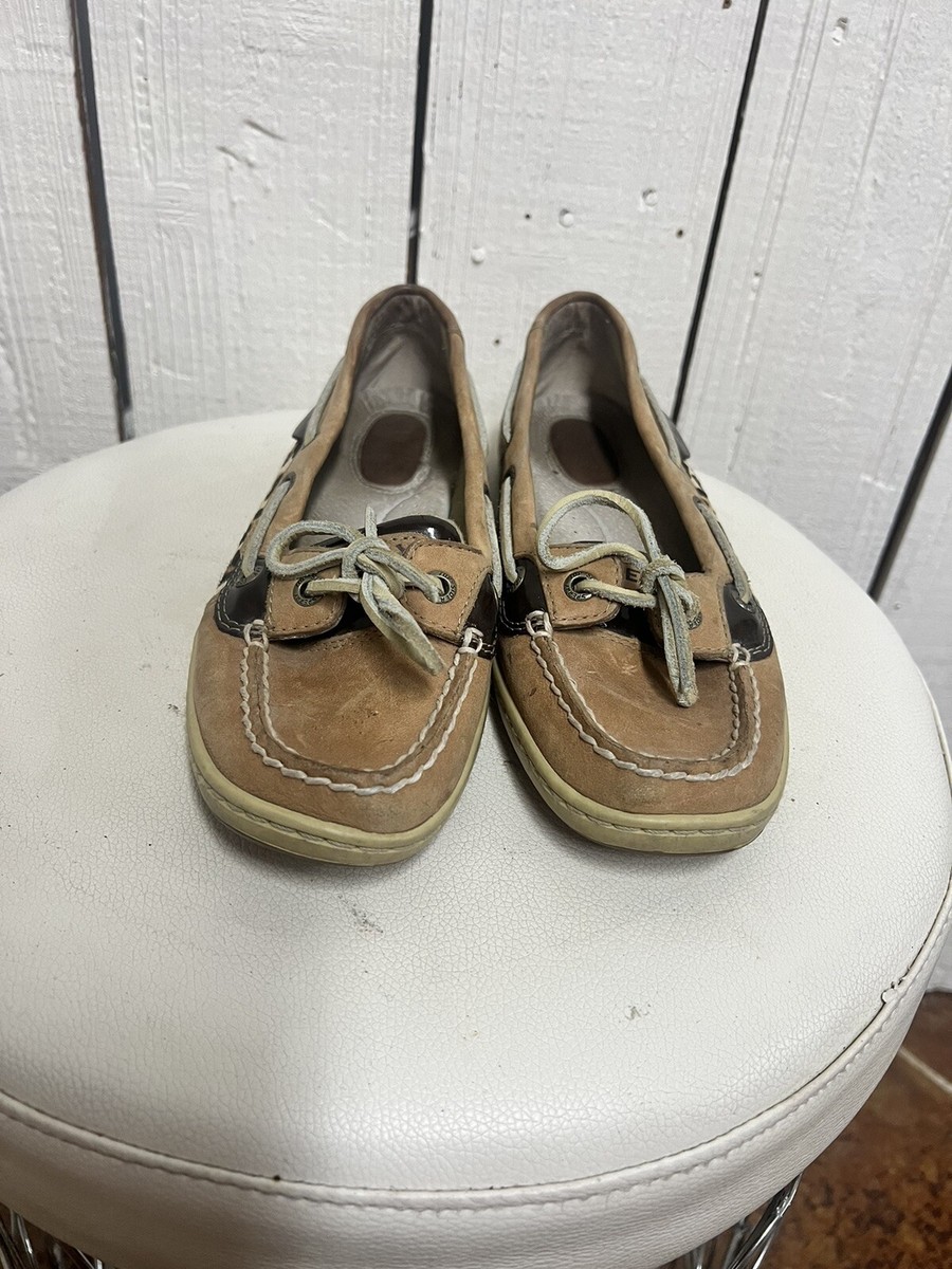 SPERRY TOP-SIDER CHEETAH LEOPARD PRINT BOAT SHOE WOMENS SIZE TAN Bin S27