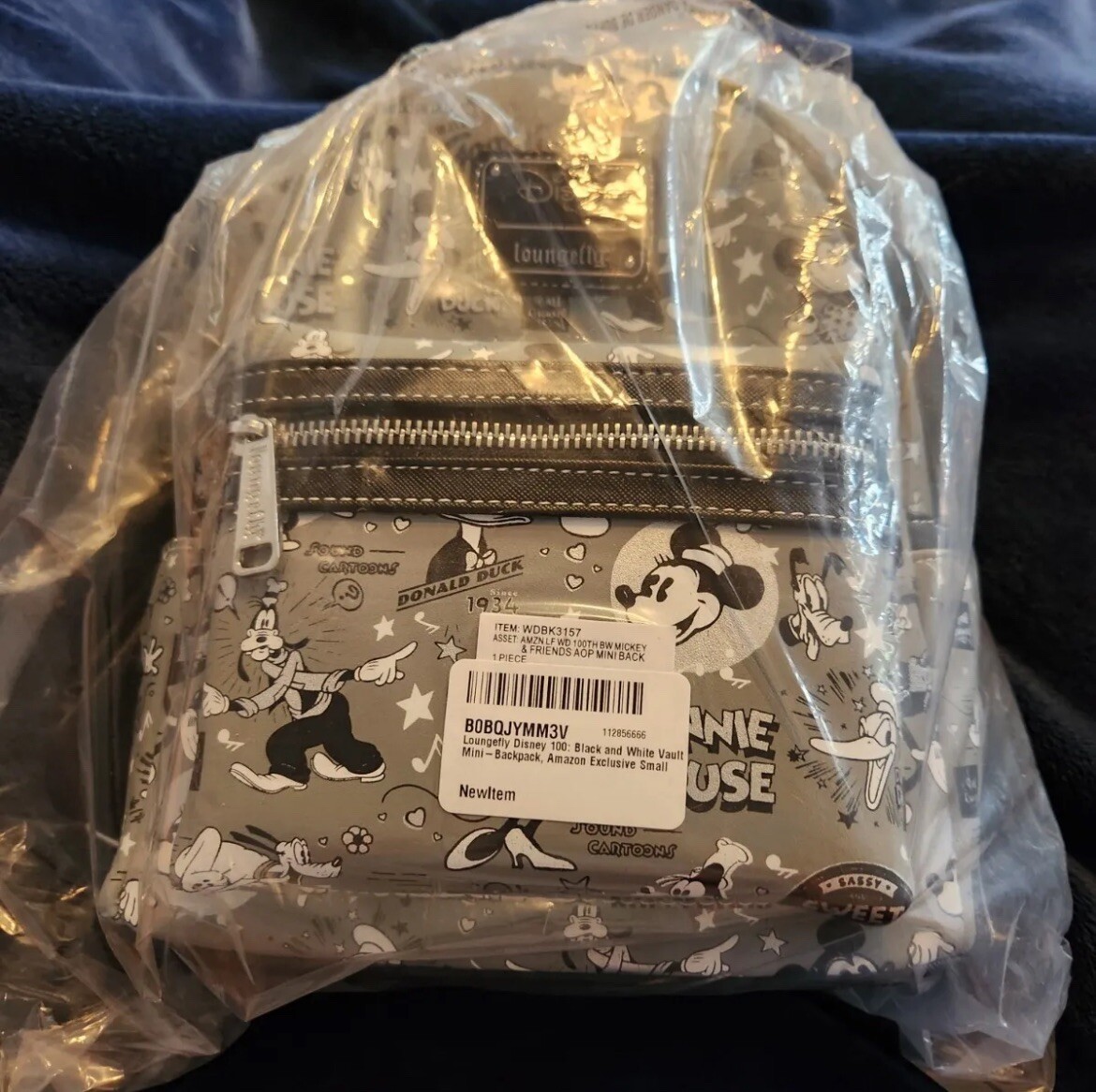 Disney Parks Disney 100 Loungefly Black and White Vault Mini Backpack NEW! Loungefly Disney100 Black and White Vault Mini Backpack  main image 3