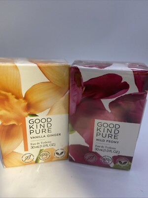 2 Bottles: Good Kind Pure *Wild Peony & Vanilla Ginger* EDT Spray 1 oz. NEW!!