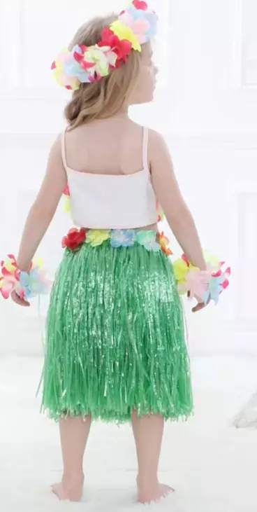 Cute 30cm Kid Show Hawaiian Hula Grass Skirt Tropical Fancy Dress Party  Costume