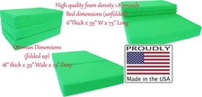 Queen Lime Tri Fold Foam Bed, Folding Mattress 6 x 60 x 80, 1.8 lbs Density