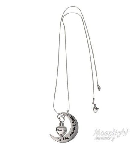 New I Love You to the Moon and Back Urn Cremation Memorial Necklace - Picture 3 of 4
