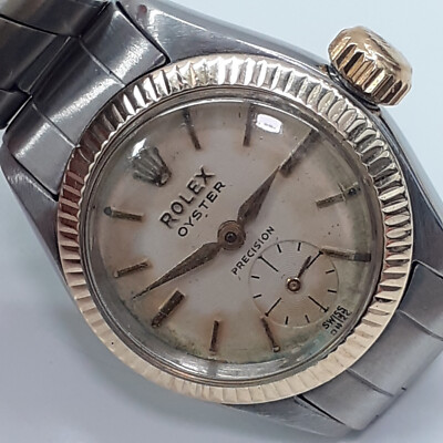 Vintage Rolex Oyster Precision 24 mm Two Tone Manual Watch 6525