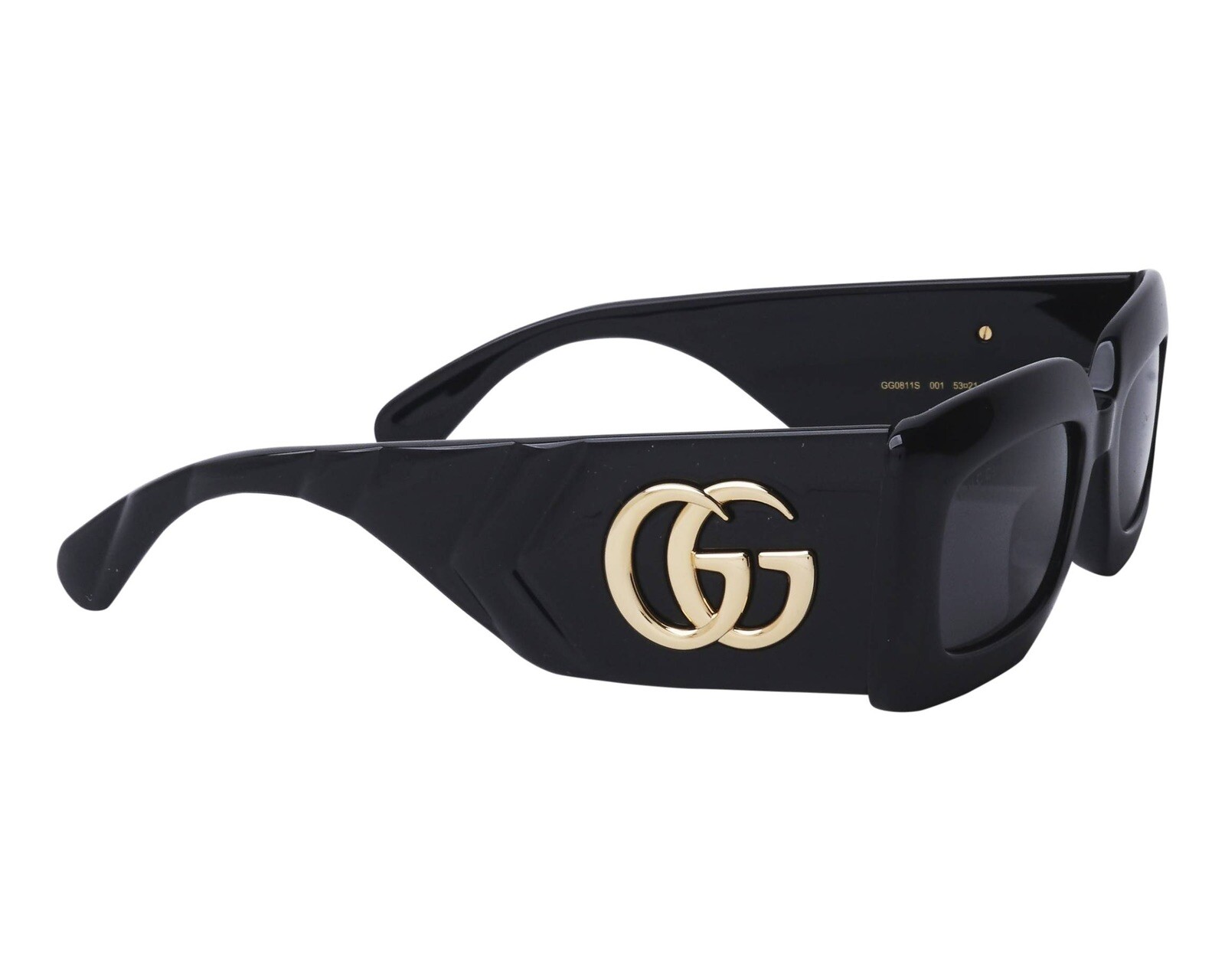 Gucci Marmont Sunglasses GG0811S 811 001 Black Gold Grey Lens Women
