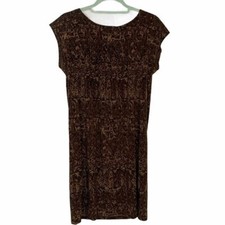 Michael Michael Kors dress brown cap sleeve Women Size Medium Shift Pattern