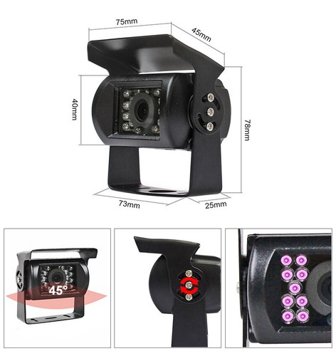 CCD 45 Degree View Rear View Backup Camera IR DC12/24V Heavy Duty Truck Camera - Picture 5 of 6