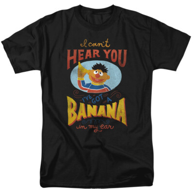 SESAME STREET ERNIE BANANA IN MY EAR Licensed Men's Graphic Tee