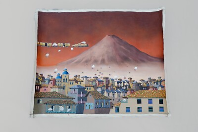 Gonzalo Endara Crow Original Oil Canvas Painting El Tren Volador