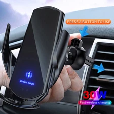 30W Car Wireless Charger Infrared Induction Phone Holder For iPhone 14 Pro 13 12