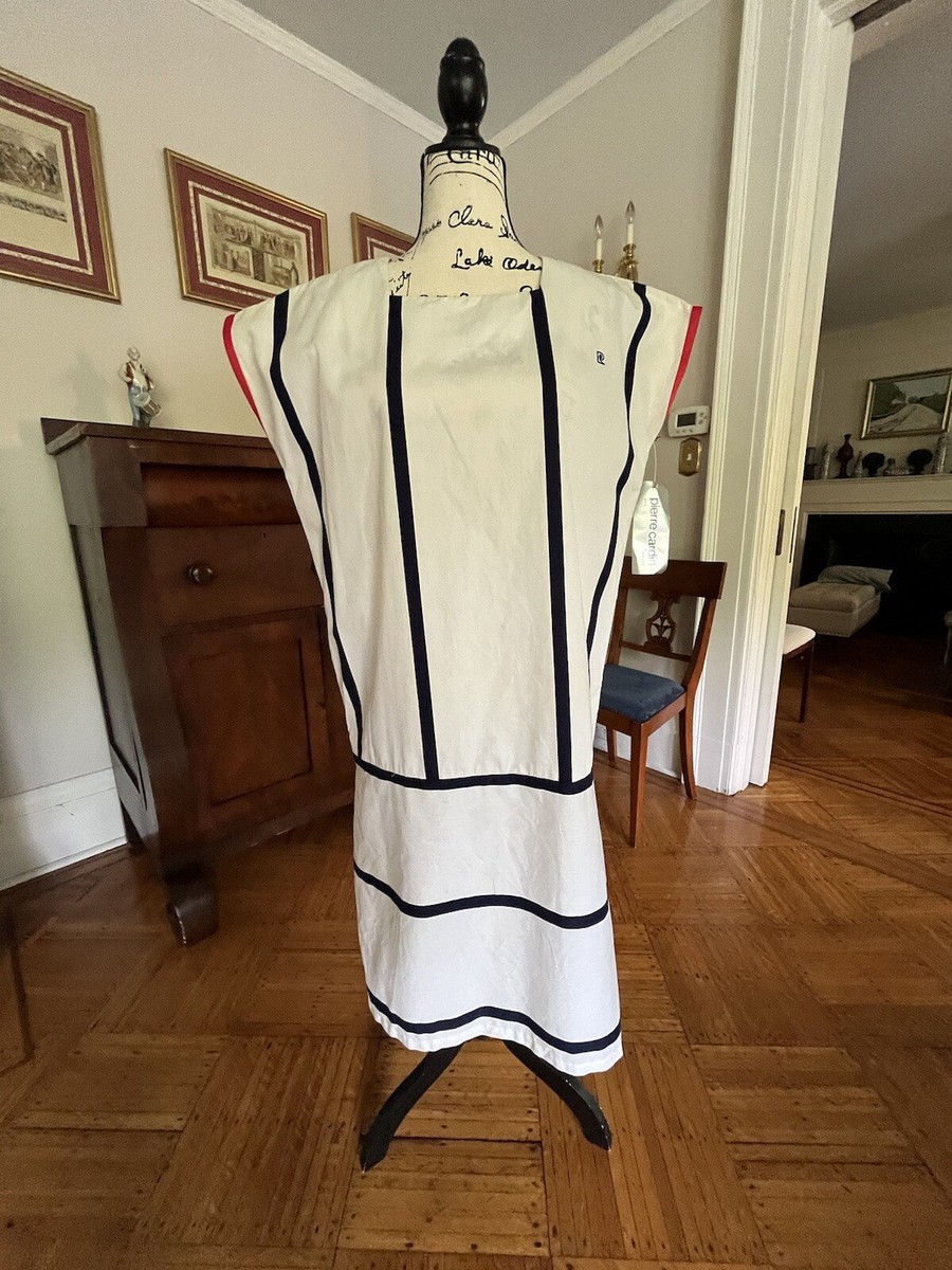 Vintage 70's New w tag Pierre Cardin Nautical Sheath Dress White