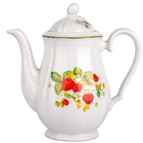 1.3 qt Garden Berry Coffee Pot Porcelain Teapot Czech Porcelain Tall Teapot - Afbeelding 1 van 7