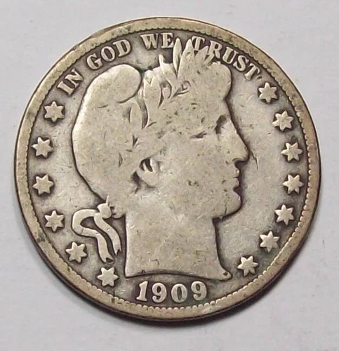 1909-P BARBER HALF DOLLAR ~ Original VG++~ Free U.S. Ship