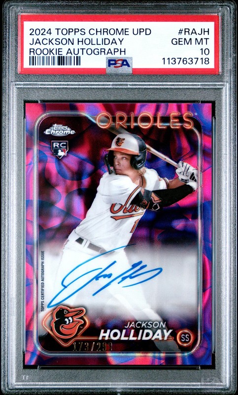 Jackson Holliday - 2024 Topps Chrome Update Rookie Auto Lava Lamp 173/299 PSA 10