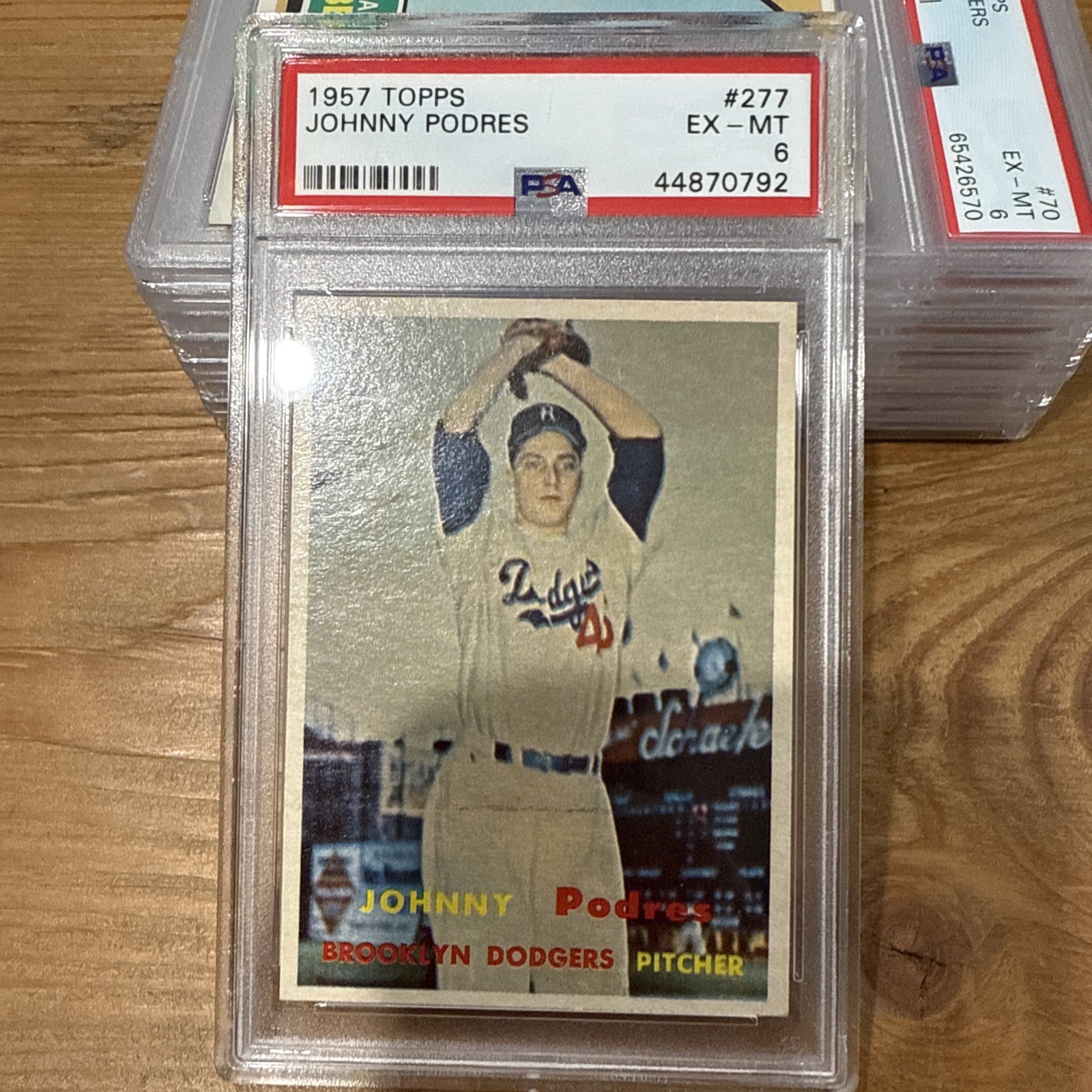 1957 Topps #277 Johnny Podres PSA 6 EX-MT