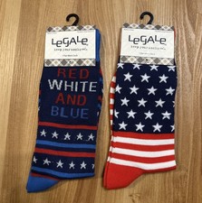 Legale Keep Your Socks On Men s 2 Pairs American Flag Red White Blue Size 8-12