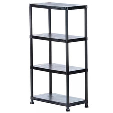 HDX Black Plastic Storage Shelving Unit 4-Shelf 15 In. D X 28 In. W X 52 In. H