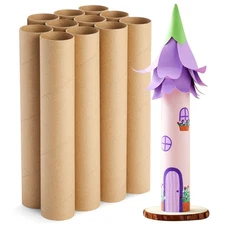 12 Pack Cardboard Tubes for Crafts, Brown Rolls for DIY Projects (1.75 x 10 In)