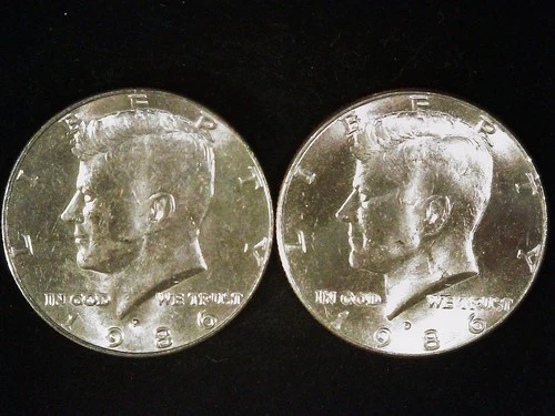 1986-P and D Kennedy Half Dollars (2 coins) AU++. Free Shipping!