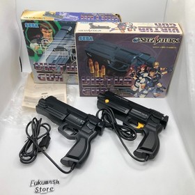 Sega Saturn Gun Controller Virtua Cop HSS-0152 HSS-0122 set Box CRT TV Tested