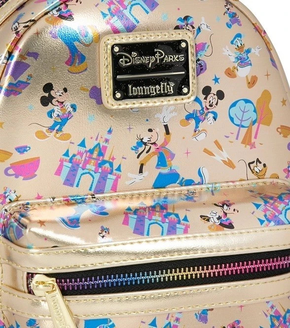 Disney Parks Loungefly Disneyland 70th Anniversary Gold Metalic