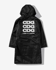 Comme des Gar ons CDG Boa Lined Hooded Over Coat Black Logo Size M