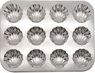 Fox Run Stainless Steel Scallop Shell Madeleine Pan, 12 French Cookie Mold Bakin