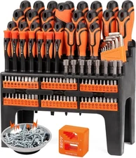 124-Piece Magnetic Screwdriver Set with Plastic Racking, Precision Screwdrive...