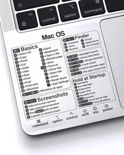 2-Pack Mac OS Shortcuts Sticker 2025, Keyboard Shortcut Stickers Laptops 
