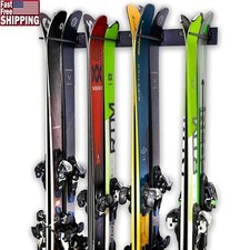 Heavy Duty Ski Rack Wall Mount Organizer Holds 8 Pairs Skis Snowboards Gear New