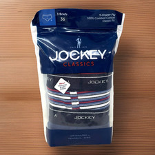 Jockey Men's 36 Classic Fit Brief Black Y Front Fly 3-pack RN 61683 2011 NEW