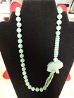 Green Jade Beaded Necklace with Carved Elephant 16" with 10mm & 4mm Beads — photo 4