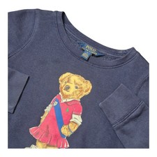 Polo Ralph Lauren Girls Size 5 Polo Bear Sweatshirt Fleece Crewneck Preppy Navy