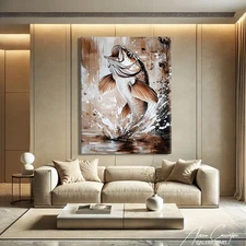 Fishing Wall Decor Wildlife Canvas Rustic Wall Art Canvas Lake House Decor