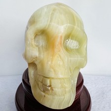 Natural polished Afghan jade skull ornament. Crystal mineral Lak Healing 551g