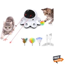 Cat Laser Toy, 2-in-1 Interactive Automatic Motion Activated Moving 8 Holes W...