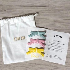 Dior Beauty Bow Hair Clips Set of 3 Pink Green Yellow Gift 100 Authentic Ribbon