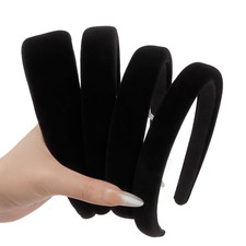 4 PCS Black Velvet Headbands for Women Wide Thick Padded Headband Non Slip Soft