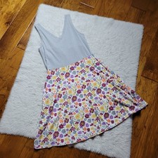 Pact Organic Cotton Fit & Flare Dress Women's Small Floral Striped Sleeveless