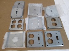 Lot of 11 Miscellaneous Mixed Square Box Outlet Covers  Openings - Heavy Metal